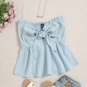 Shein blue knot tube top